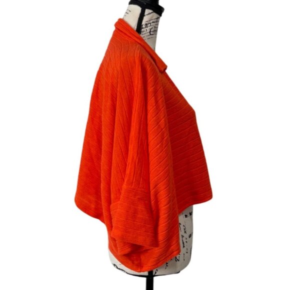 Bucket List Crop Top Boxy 3/4 Sleeve Collared Oversized Orange Women Size L - Picture 2 of 7